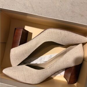 Marc Fisher Cream Textured Block Heels